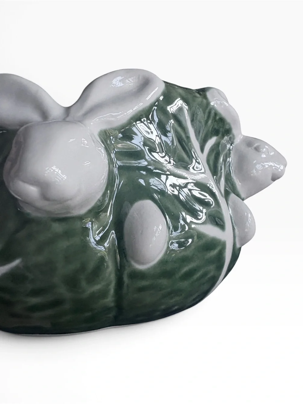 Vintage Maxcera Cabbages Bunny Planter | Green Ceramic Rabbit Cachepot